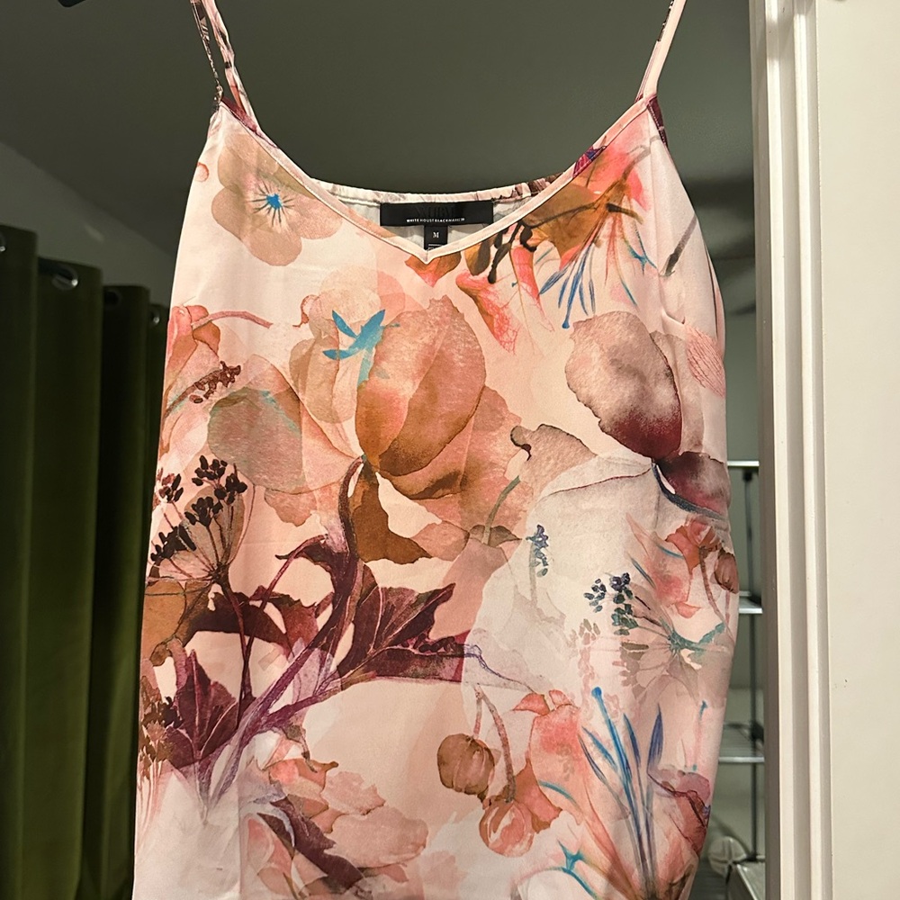 White House Black Markey Floral Pink Spaghetti Strap Top- M